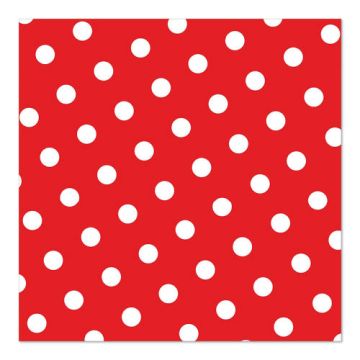 Servett, 3-lags 1/4-vikt 33 cm x 33 cm röd "Dots"