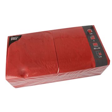 Servett, 3-lags 1/4-vikt 40 cm x 40 cm röd