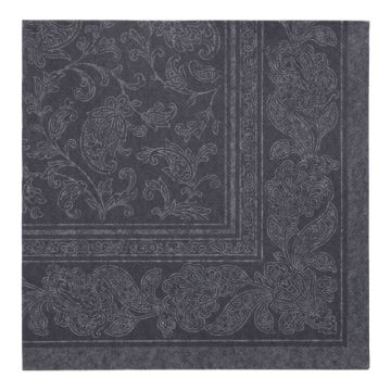 Servetter "ROYAL Collection" 1/4-vikt 40 cm x 40 cm svart "Ornaments"