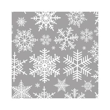 Servetter, 3-lagers 1/4-vikt 25 cm x 25 cm silver "Snöstjärnor"