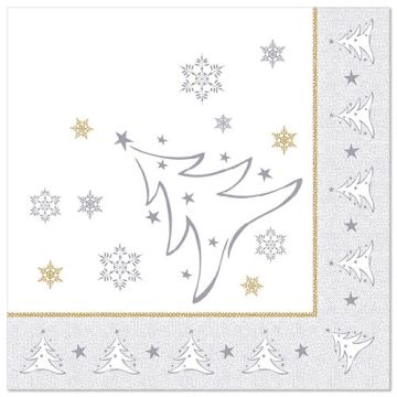 Servetter "ROYAL Collection" 1/4-vikt 40 cm x 40 cm silver "X-Mas Elegance"