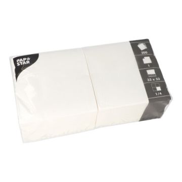 Servett 1-lags 1/4-vikt 33 cm x 33 cm vit