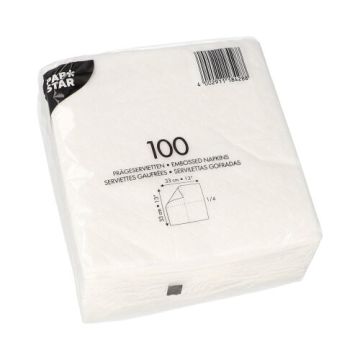 Servett 1-lags 1/4-vikt 33 cm x 33 cm vit