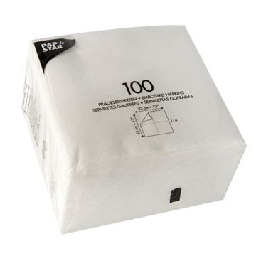 Servett 1-lags 1/4-vikt 33 cm x 33 cm vit