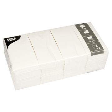servetter, 2-lagiga 1/8-vikt 33 cm x 33 cm vit