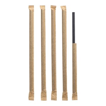 Shake sugrör Papper Ø 8 mm · 25 cm svart singelförpackad