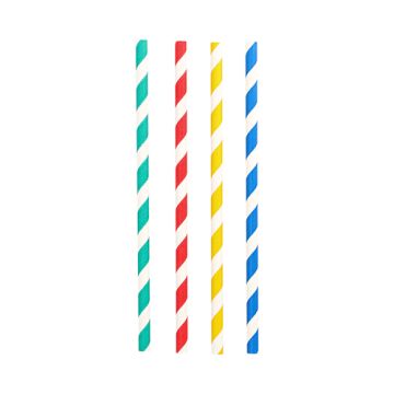 Shake-sugrör av papper "pure" Ø 8 mm · 21 cm sorterade färger "Stripes"