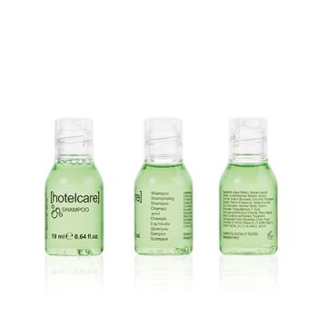 Schampo "Hotel Care" 19 ml miniflaskor, transparent, hotellförpackning