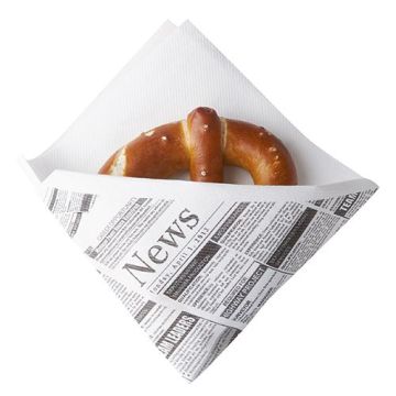Snackservetter, tygliknande, airlaid 1/4-vikt 32,5 cm x 30,5 cm vit "Newsprint"