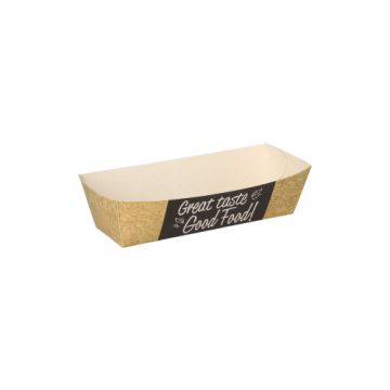 Snacksbricka tillverkad av färskfiberkartong "pure" 3 cm x 3,3 cm x 10,5 cm "Good Food"