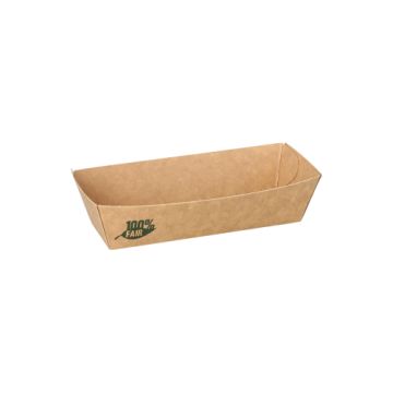 Snacksbricka tillverkad av färskfiberkartong "pure" 3 cm x 3,3 cm x 10,5 cm brun