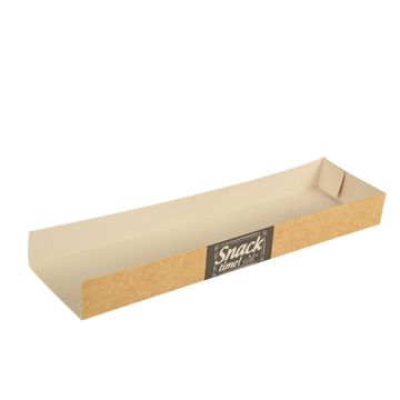 Snacksbricka tillverkad av färskfiberkartong "pure" 3 cm x 7,5 cm x 28,5 cm "Good Food"