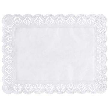 Spetspapper kantig 40 cm x 30 cm vit