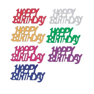 Konfettii, folie sorterade färger "Happy Birthday" 15 g.