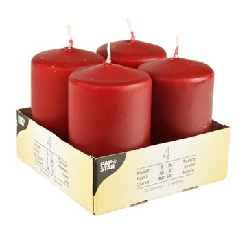 Blockljus Ø 50 mm · 80 mm vinröd