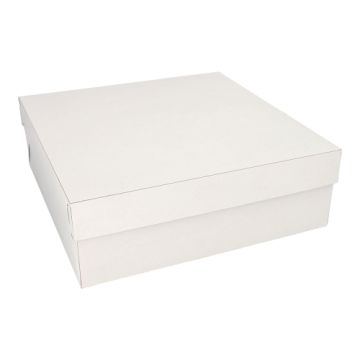 Cake lådor, med lock, papper kantig 30 cm x 30 cm x 10 cm vit