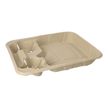 Bärbricka för catering, papp "To Go" 4,7 cm x 26,6 cm x 33 cm för 2 bägare och 1 måltid