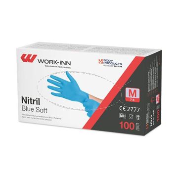 "WORK-INN/PS" Handskar, Nitril opudrade "Blue Soft" blå Storlek M