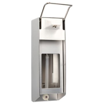 Väggdispenser 32,5 cm x 9,5 cm x 15,5 cm "Aluminium" 1000 ml, Spak med kort arm + Skydd
