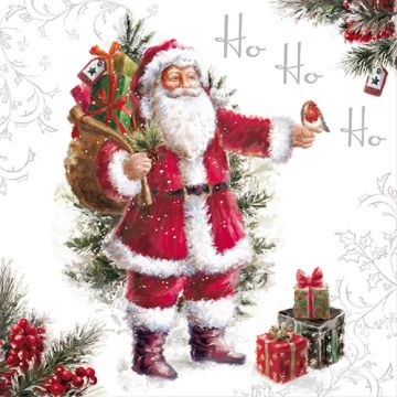 Servett, 3-lags 1/4-vikt 33 cm x 33 cm "HoHoHo"