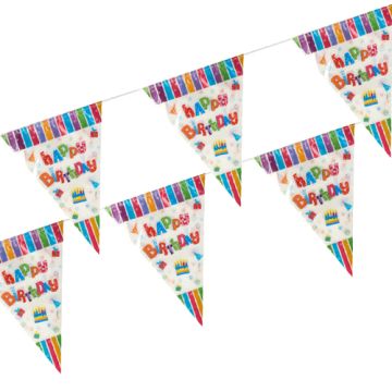 Vimpelgirlang, folie 4 m "Happy Birthday" vädersäker