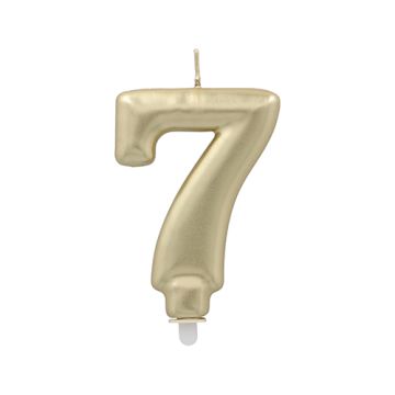 Sifferljus med hållare 7 cm guld "7"