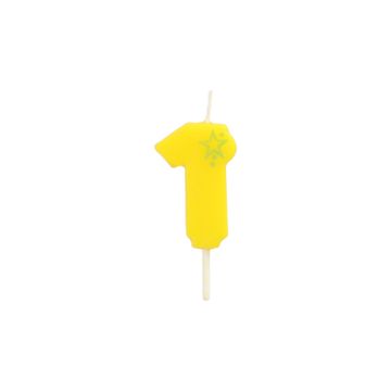 Sifferljus, Mini 6,8 cm gul "1"