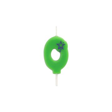 Sifferljus, Mini 6,8 cm grön "0"