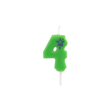 Sifferljus, Mini 6,8 cm grön "4"