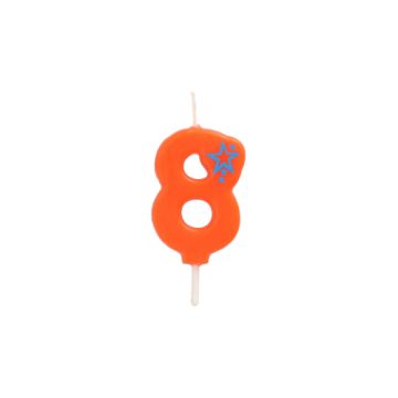 Sifferljus, Mini 6,8 cm orange "8"
