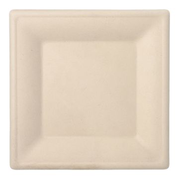 Tallrikar av sockerrör "pure" kantig 26 cm x 26 cm natur