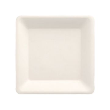 Tallrikar av sockerrör "pure" kantig 15,5 cm x 15,5 cm vit