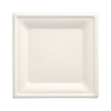 Tallrikar av sockerrör "pure" kantig 20 cm x 20 cm vit