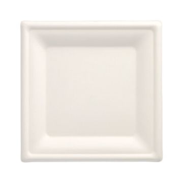 Tallrikar av sockerrör "pure" kantig 20 cm x 20 cm vit