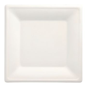Tallrikar av sockerrör "pure" kantig 26 cm x 26 cm vit