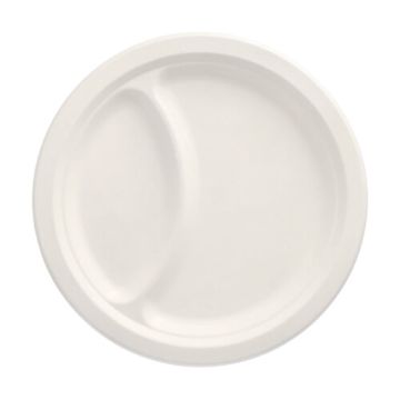Sockerrörstallrik rund, "pure" 2 -delad Ø 23 cm vit