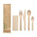 Bestecksets aus Holz "pure" : Messer, Gabel, Löffel, Kaffeelöffel, Serviette in Papierbeutel - Bild 1 thumbnail