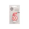Zahlenkerzen 7,3 cm weiss "5" mit rotem Rand - Bild 2 thumbnail